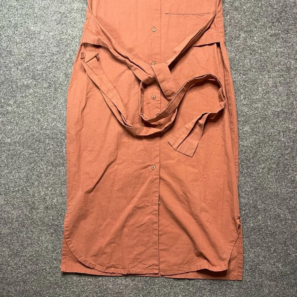 Shades Of Grey By Micah Cohen Womens Shirt Dress Pink Belted Midi Utility XS - Picture 5 of 9
